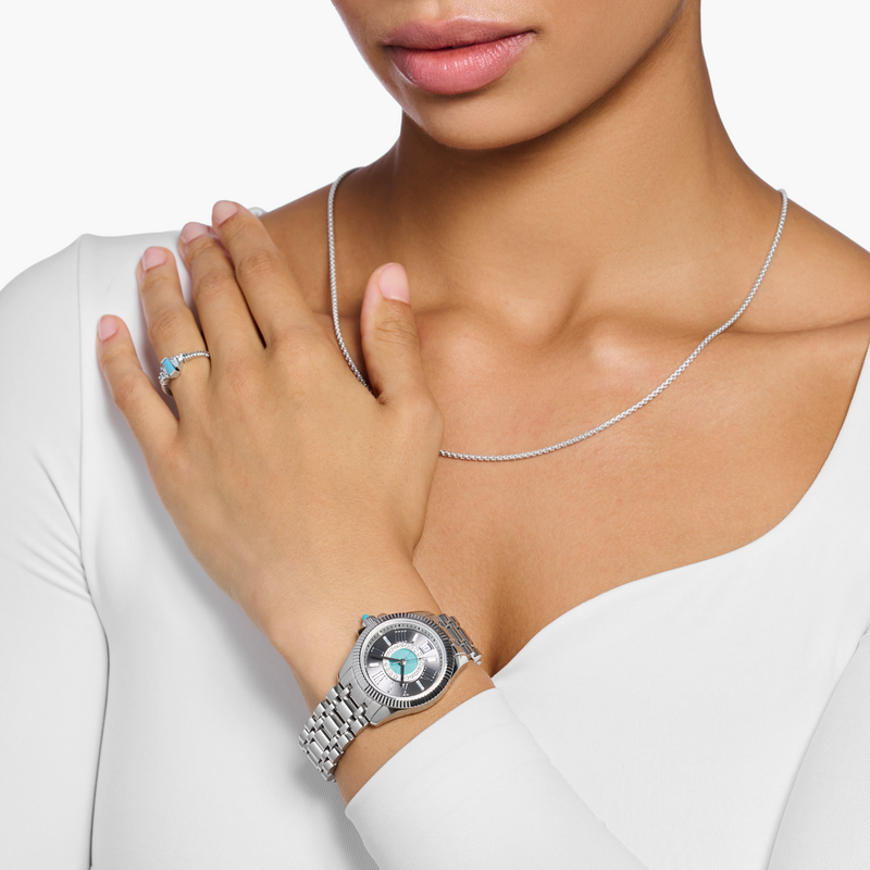 Mystic Island Watch with white stones and simulated turquoise silver | THOMAS SABO Australia