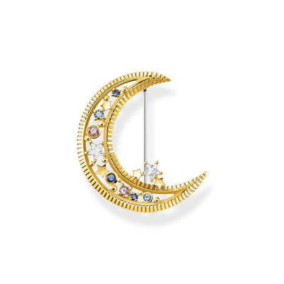 Brooch crescent moon with coloured stones gold | THOMAS SABO Australia