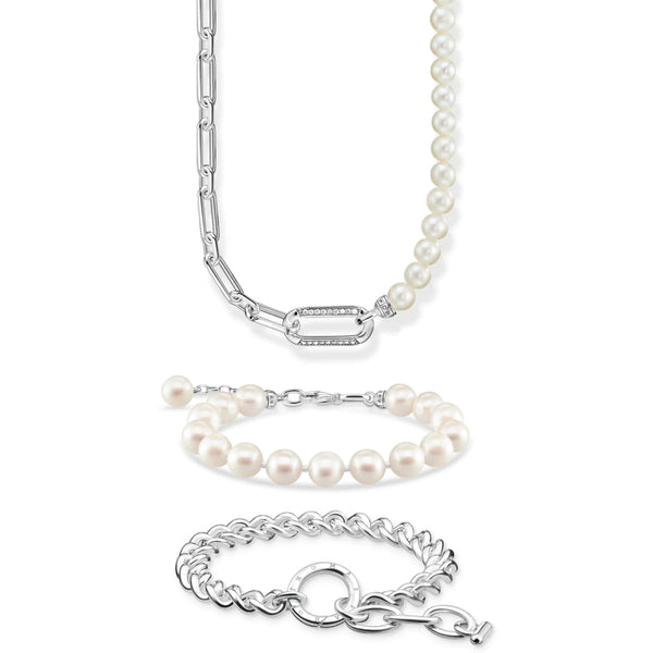 Necklace: silver, 90 cm, with pearl & zirconia stone | THOMAS SABO